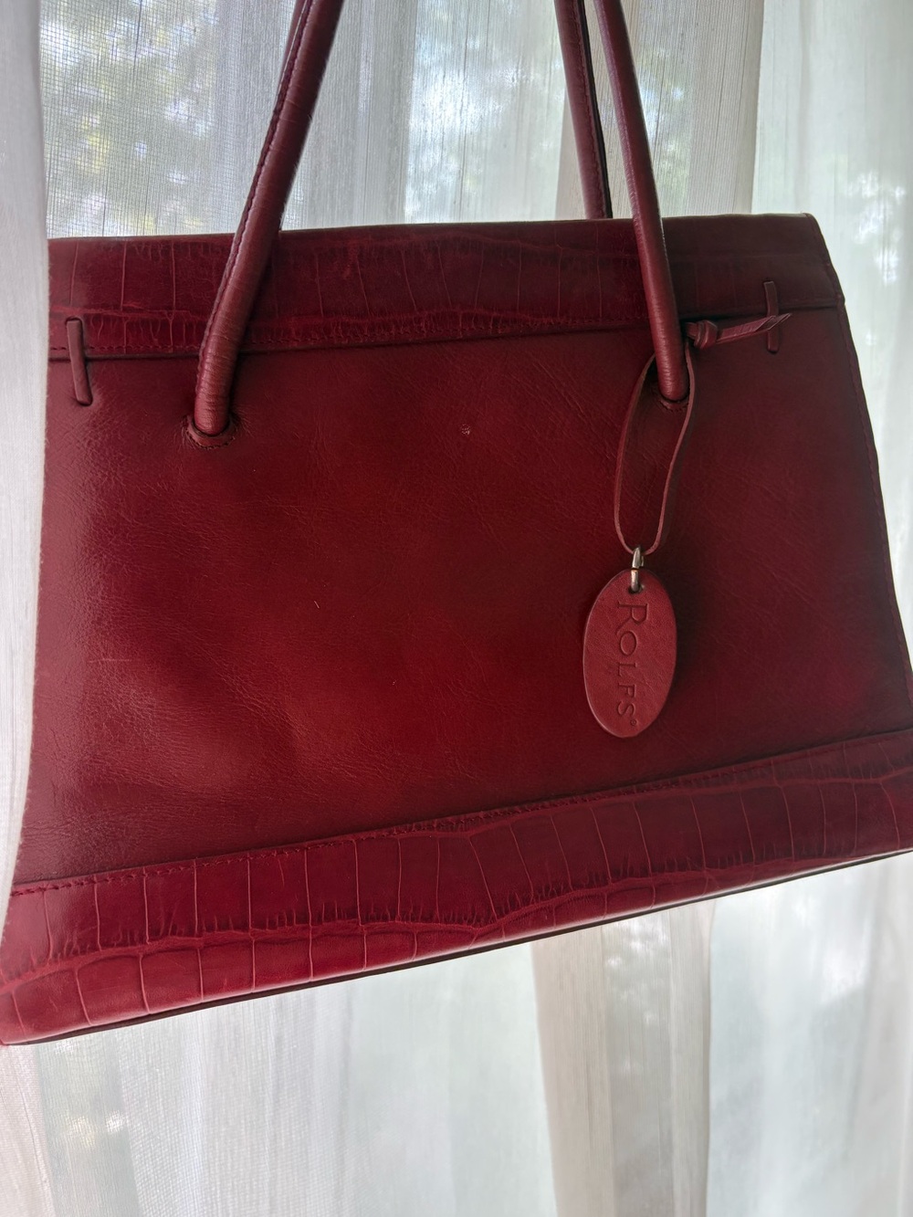 Red Leather Tote Bag